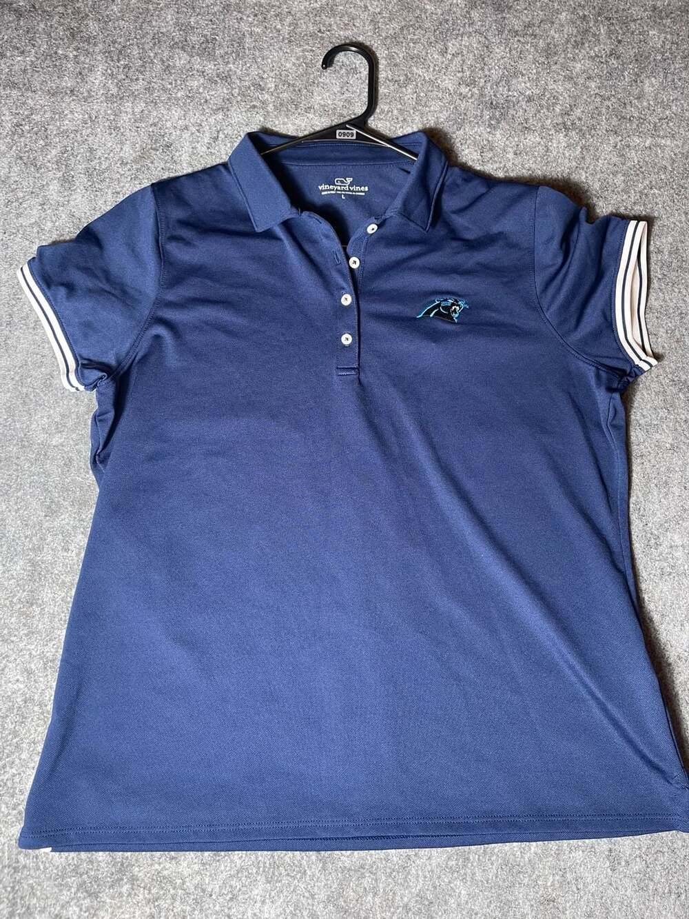 Vineyard Vines Women's Carolina Panthers Solid Pique Polo Shirt, Navy, Size L